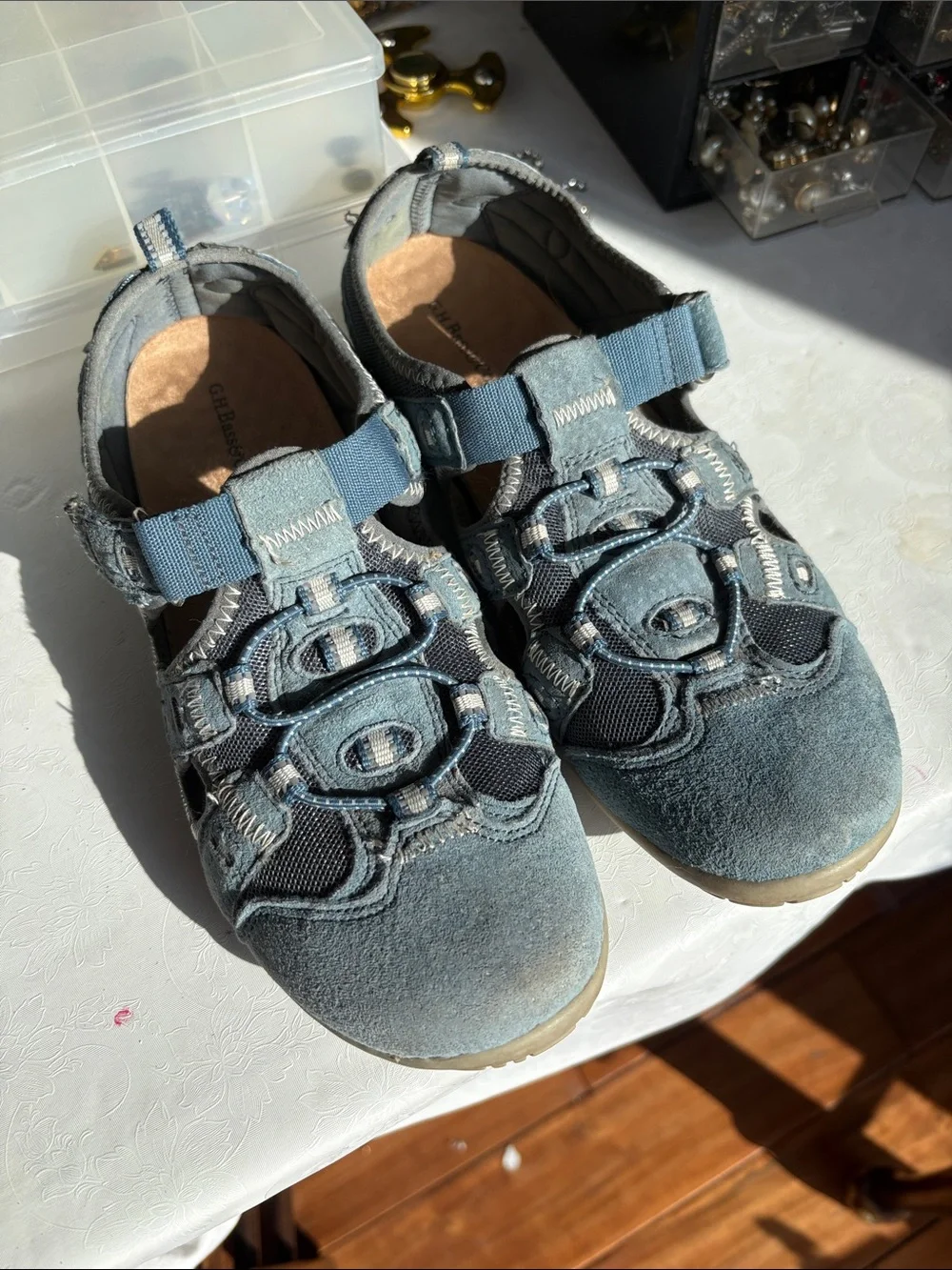 G.H. Bass & Co. 8M Steel Blue Mesh Strap Sandals - Picture 3 of 3